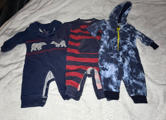 Comfy Blue Romper Bundle 3pcs 6m , Kids 6 Month (3-6M)