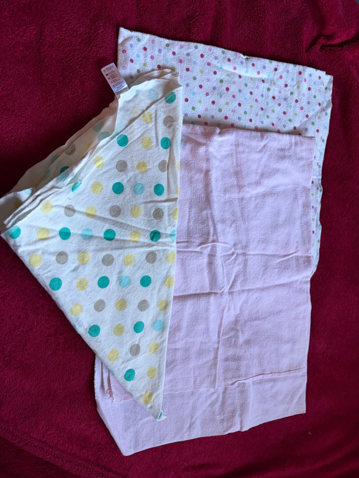 3pc Receiving Blanket Bundle - Flannel, 0-6 Months (Small)