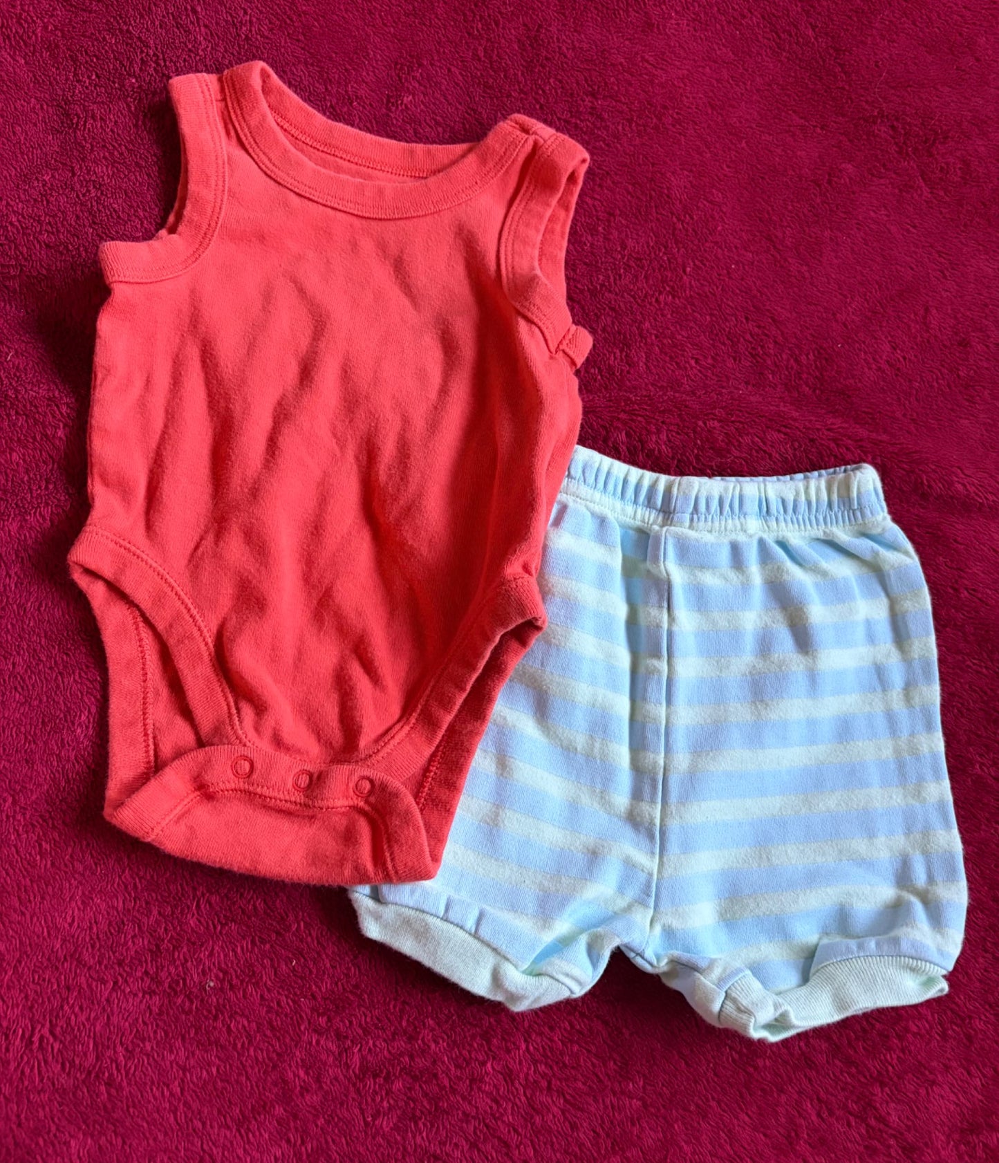 3m Sleeveless Onesie and Shorts Outfit, Kids 3 Month (0-3M)