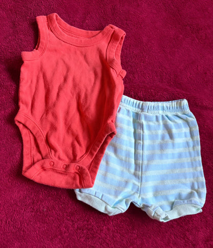 3m Sleeveless Onesie and Shorts Outfit, Kids 3 Month (0-3M)