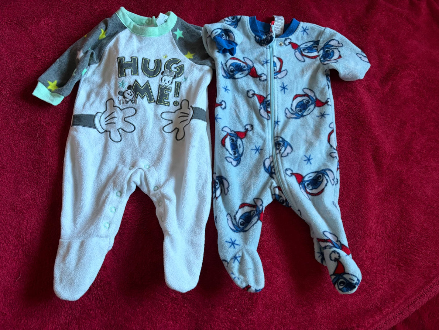 2pc Disney Baby 3m Fuzzy Sleeper Bundle - Stitch & Mickey, Kids 3 Month (0-3M)