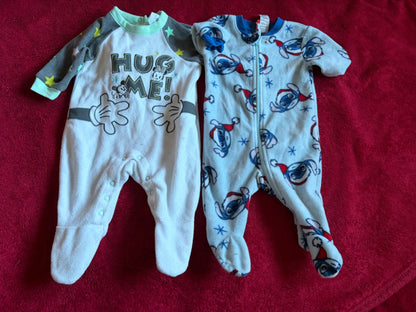 2pc Disney Baby 3m Fuzzy Sleeper Bundle - Stitch & Mickey, Kids 3 Month (0-3M)