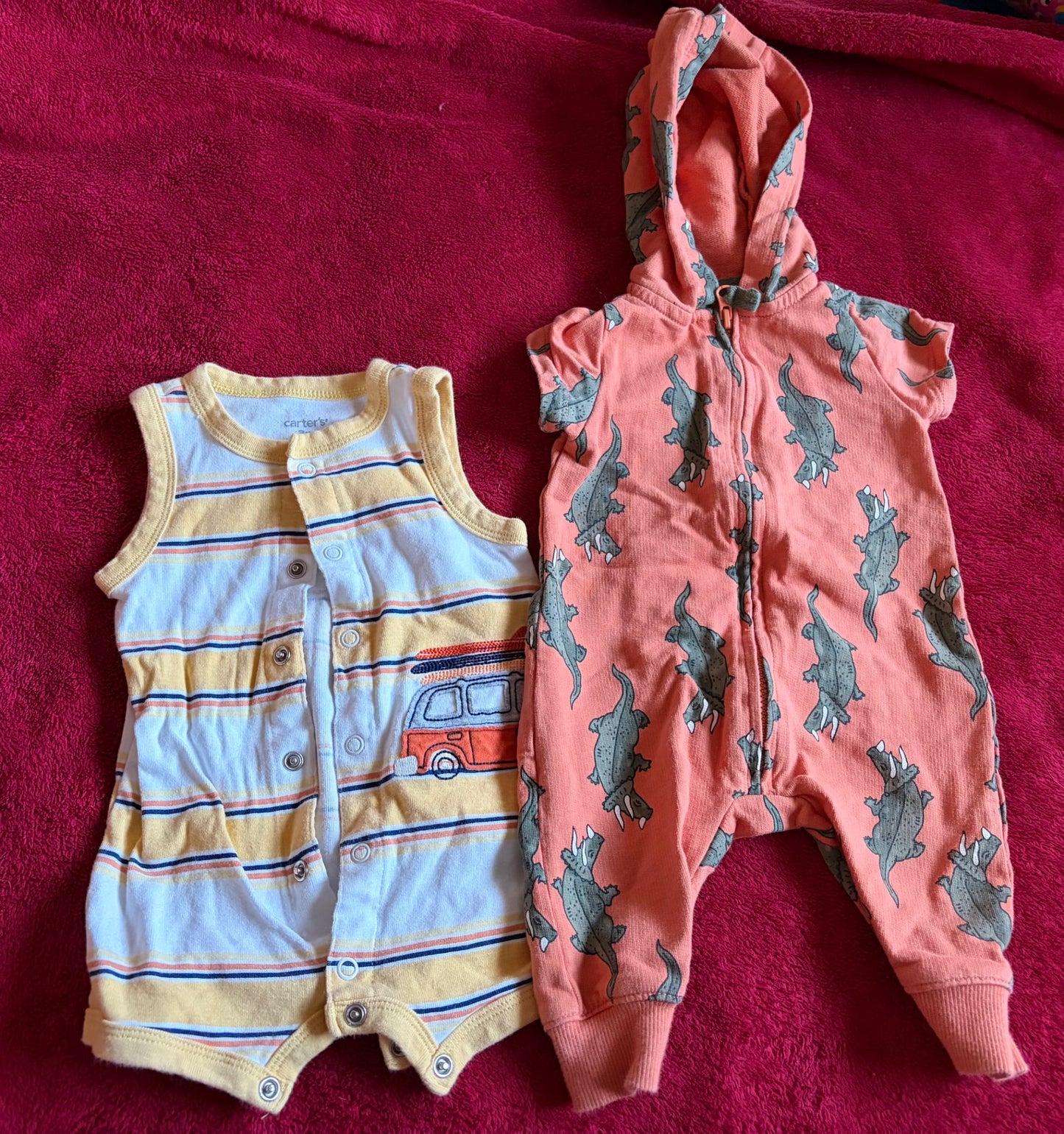 2pc Sleeveless and Short Sleeve Romper Bundle 3m , Kids 3 Month (0-3M)