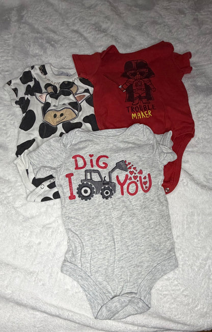 3pc 3m Onesie Bundle , Kids 3 Month (0-3M)