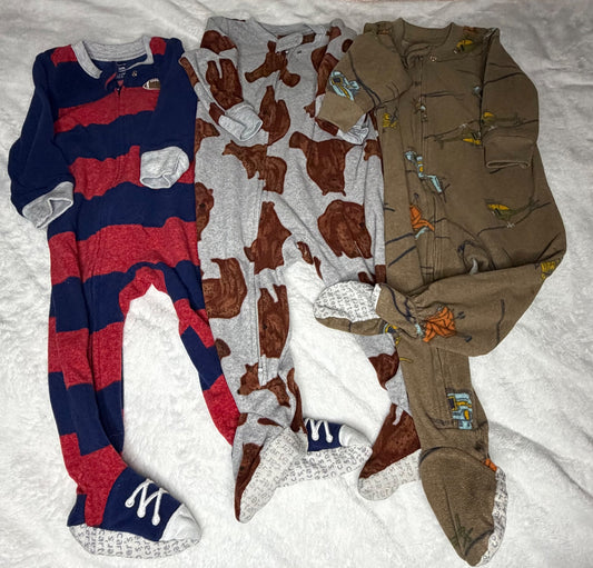 Carters 3pc Fleece Sleeper Bundle, Kids 12 Month (9-12M)