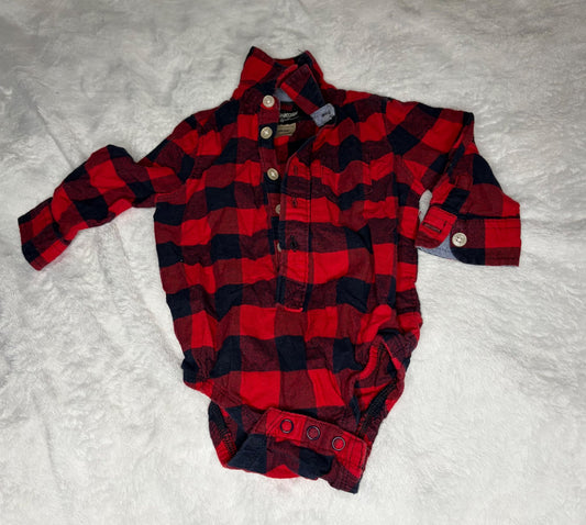 Oshkosh Button Up - Plaid Onesie 12m (*initial on tag), Kids 12 Month (9-12M)