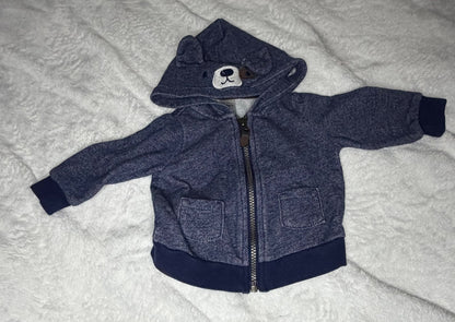 3pc 6m Zippered Hoodie Bundle , Kids 6 Month (3-6M)