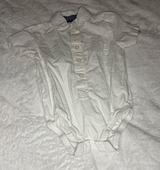 OshKosh 9m White Dress Shirt Onesie, Kids 9 Month (6-9M)