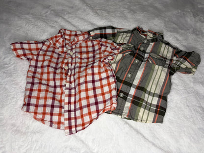 2pc Orange Button Dress Shirts 9m , Kids 9 Month (6-9M)