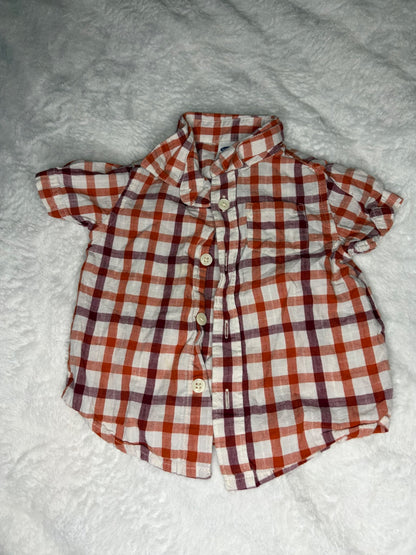 2pc Orange Button Dress Shirts 9m , Kids 9 Month (6-9M)