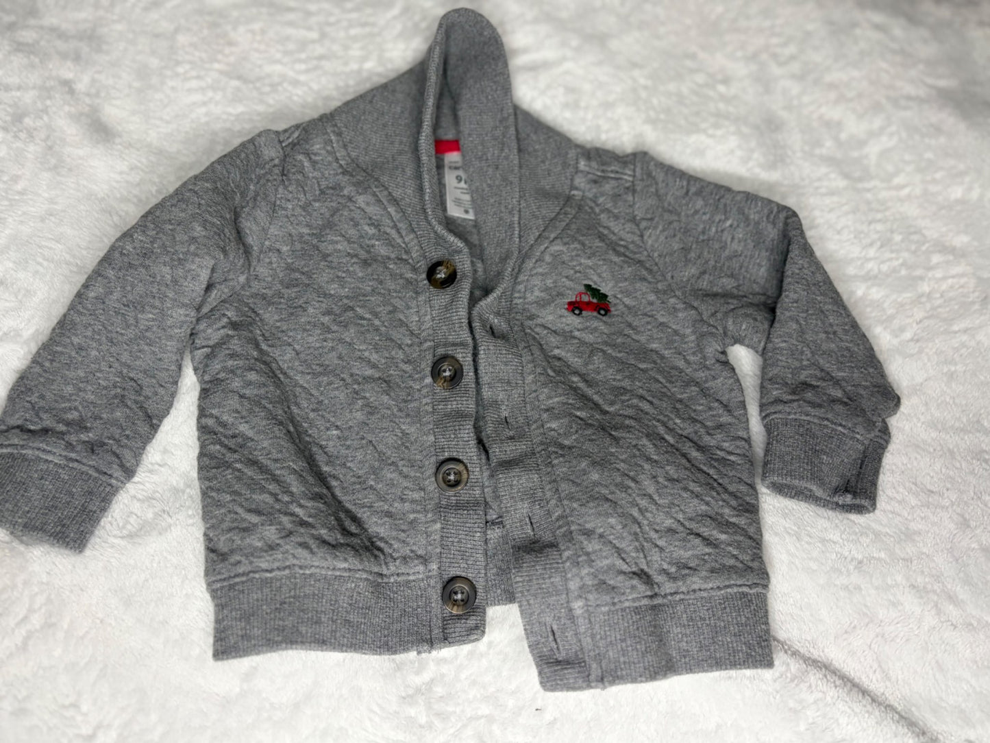 9m Carters Trees in Trucks Christmas Cardigan and Onesie , Kids 9 Month (6-9M)