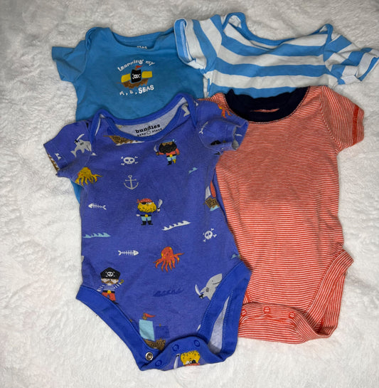 4pc 9m Pirates Onesie Bundle, Kids 9 Month (6-9M)