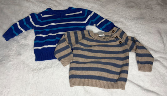 9m Striped Pullover 2pc bundle , Kids 9 Month (6-9M)