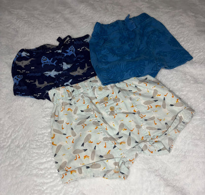 3pc Patterned Shorts Bundle  9m , Kids 9 Month (6-9M)