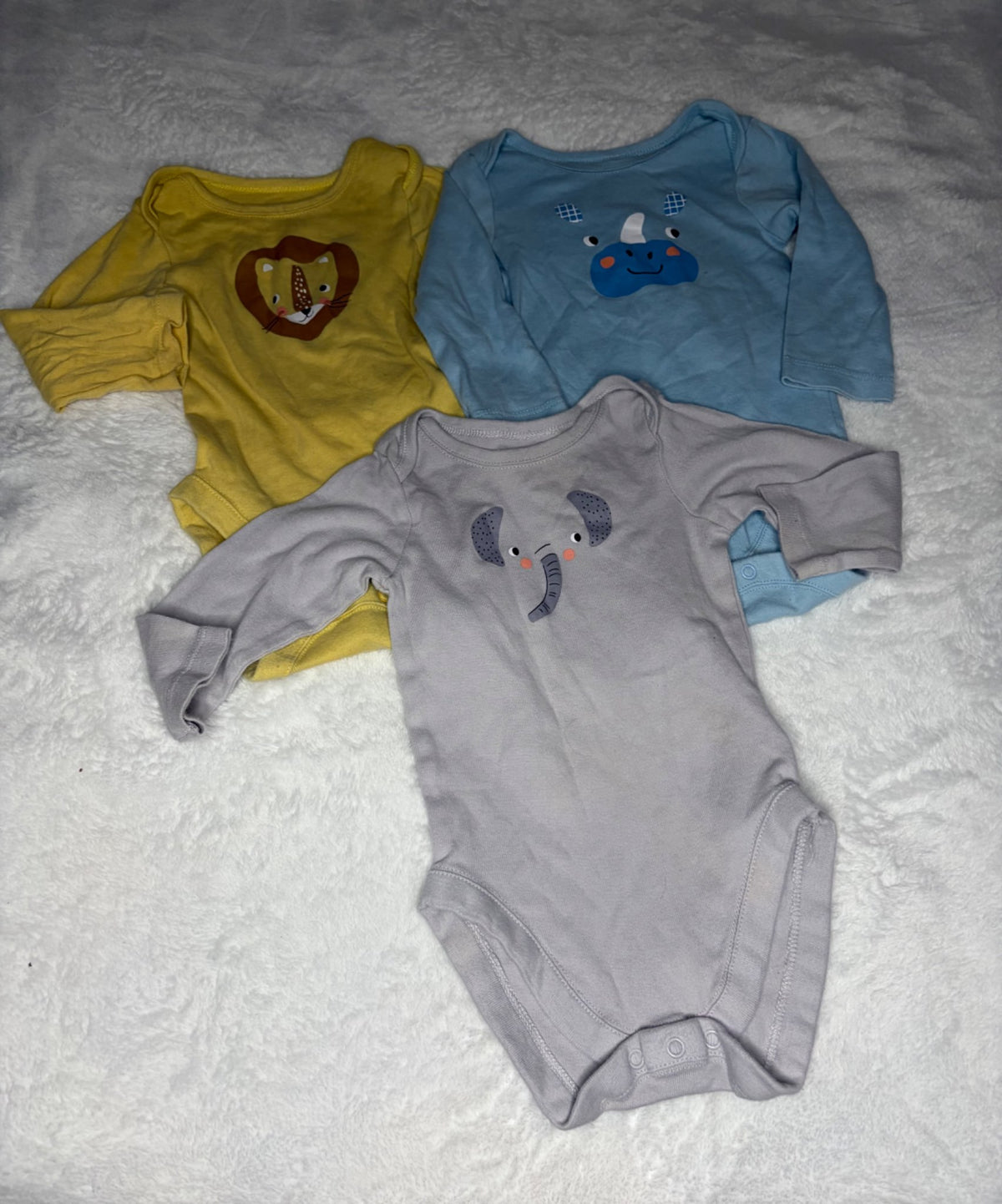 Zoo Theme Animal Onesies 3pc 9m, Kids 9 Month (6-9M)