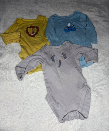 Zoo Theme Animal Onesies 3pc 9m, Kids 9 Month (6-9M)