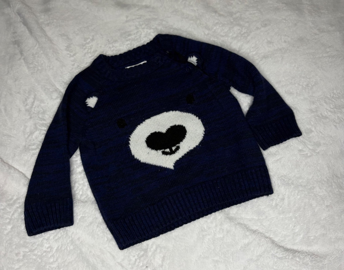 2pc 6-12m Joe Fresh Pull Over “Animal” Sweater, Kids 9 Month (6-9M)