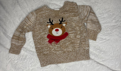 2pc 6-12m Joe Fresh Pull Over “Animal” Sweater, Kids 9 Month (6-9M)
