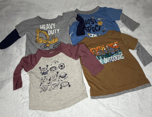 4pc George Long Sleeve Short Two-Tone Bundle 6-12m, Kids 9 Month (6-9M)