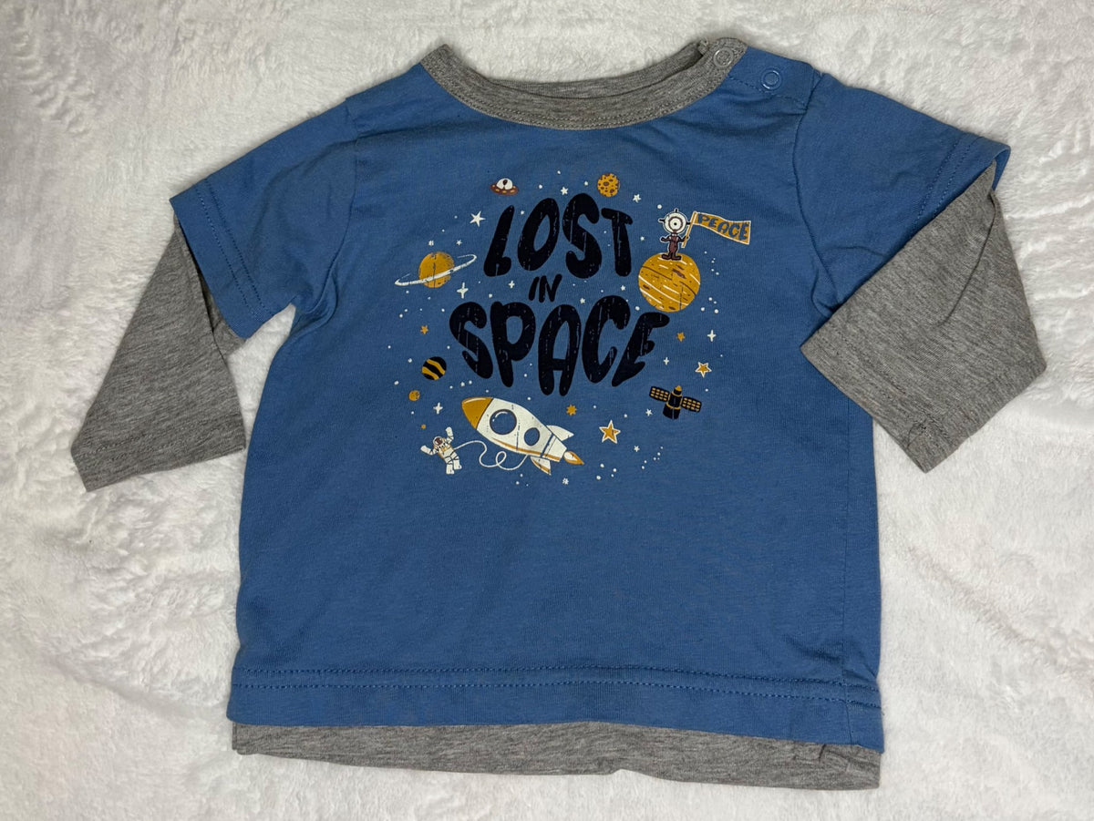 4pc George Long Sleeve Short Two-Tone Bundle 6-12m, Kids 9 Month (6-9M)