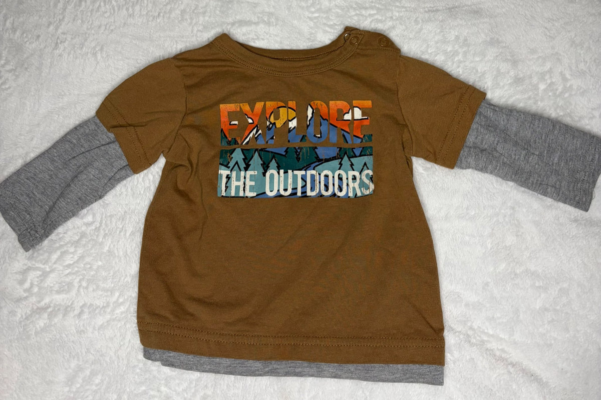 4pc George Long Sleeve Short Two-Tone Bundle 6-12m, Kids 9 Month (6-9M)