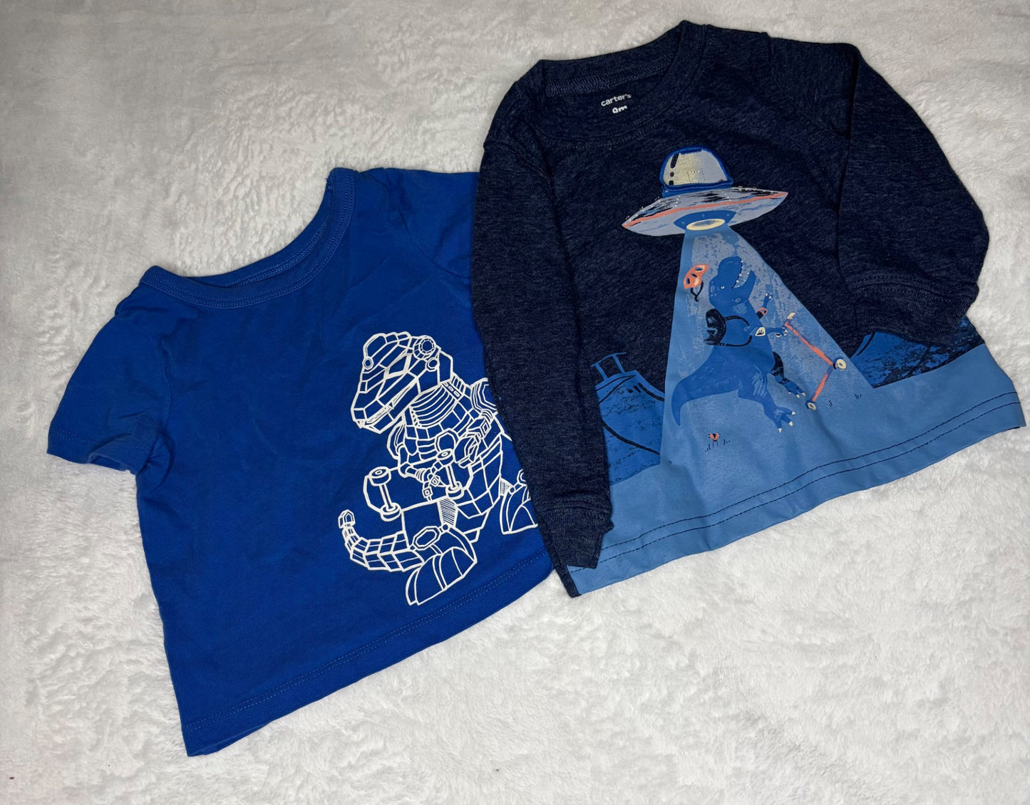 2pc Blue Dinosaur Shirt Bundle 9m , Kids 9 Month (6-9M)