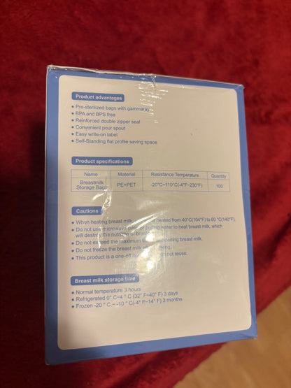 Breastmilk storage bags (100pc) BNIB