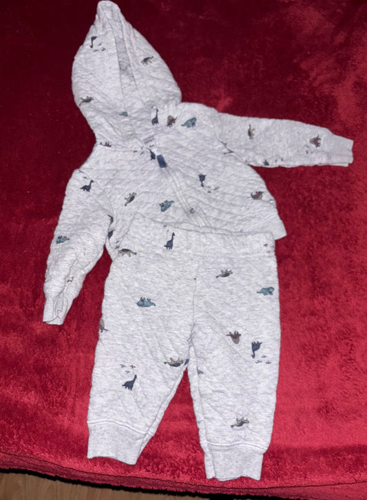 2pc Dinosaur zip hoodie and sweats outfit , Kids 6 Month (3-6M)