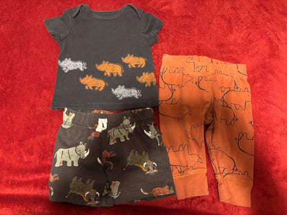 3pc Short, Pants, Shirt Rhino Set! , Kids 6 Month (3-6M)