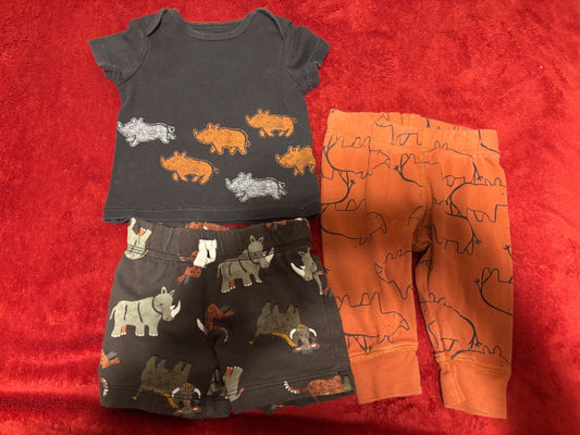3pc Short, Pants, Shirt Rhino Set! , Kids 6 Month (3-6M)