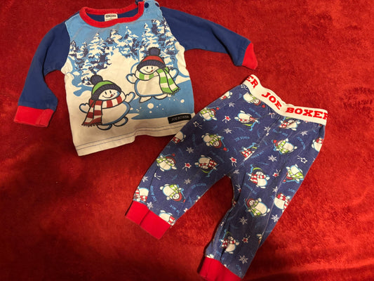 2pc Joe Boxer - Snowman PJ Set, Kids 6 Month (3-6M)