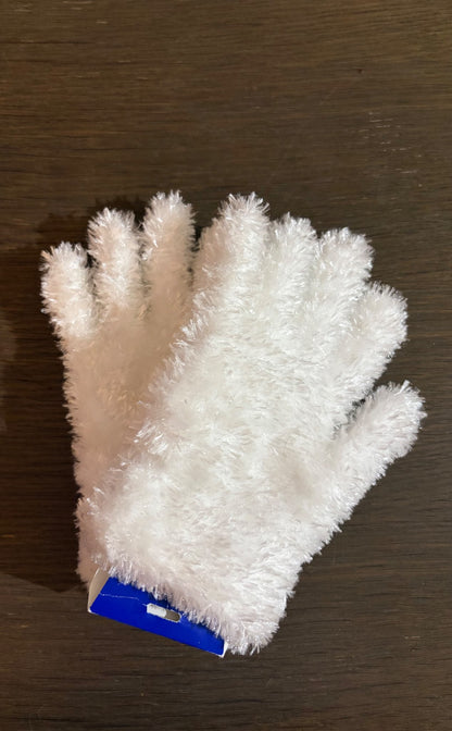 Stretchy, shiny, furry white gloves. BNWT. Retails at $14.99