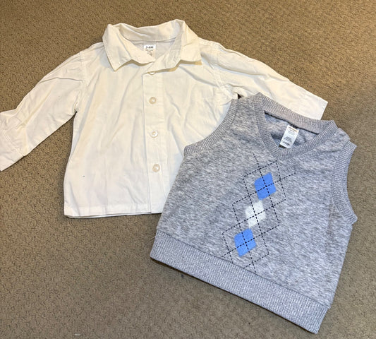 Dress-up shirt and sweater vest , Kids 6 Month (3-6M)