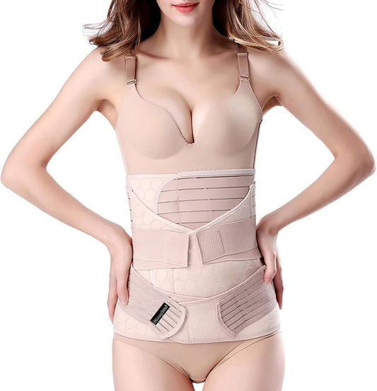 3 in 1 Postpartum Support - Recovery Belly/waist/pelvis Belt Shapewear Slimming Girdle (M/L=One Size, Beige) , Maternity L (12-14)