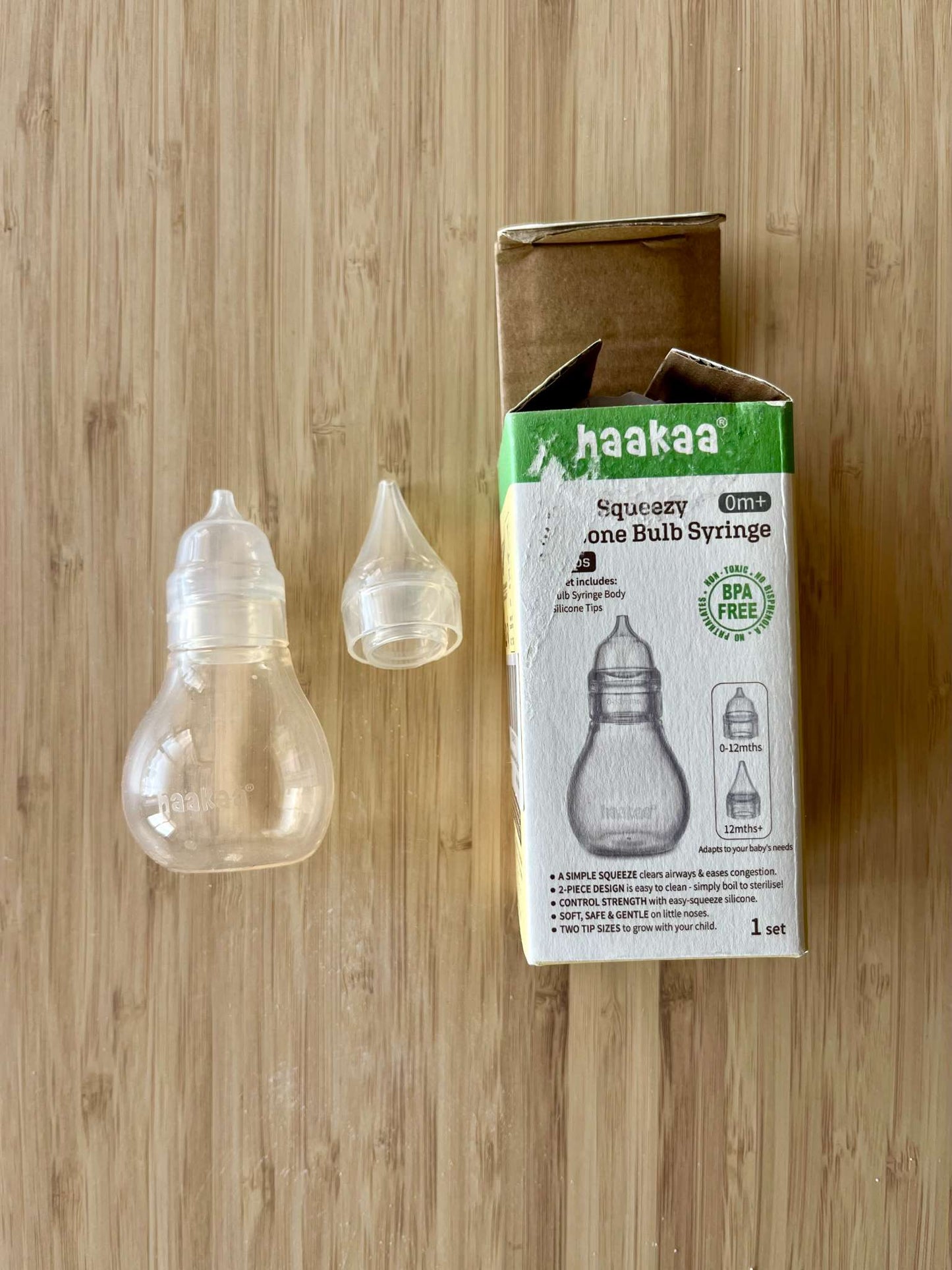 Haakaa Silicone Baby Nasal Aspirator | Easy-Squeeze Nose Bulb Syringe | Baby Nose Cleaner , 12m+ Infant &Toddler - BPA Free Silicone, MSRP $14.98