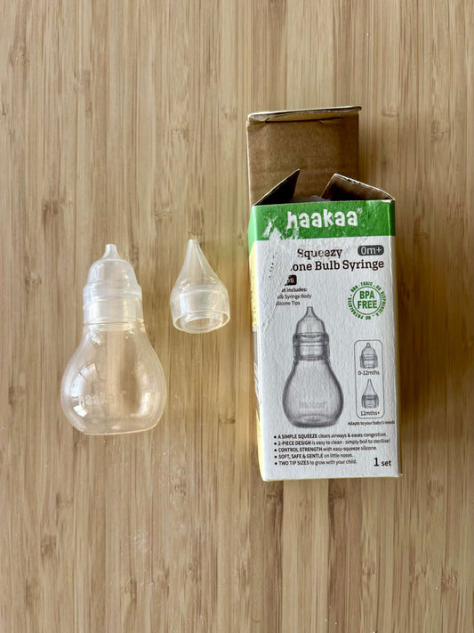 Haakaa Silicone Baby Nasal Aspirator | Easy-Squeeze Nose Bulb Syringe | Baby Nose Cleaner , 12m+ Infant &Toddler - BPA Free Silicone, MSRP $14.98