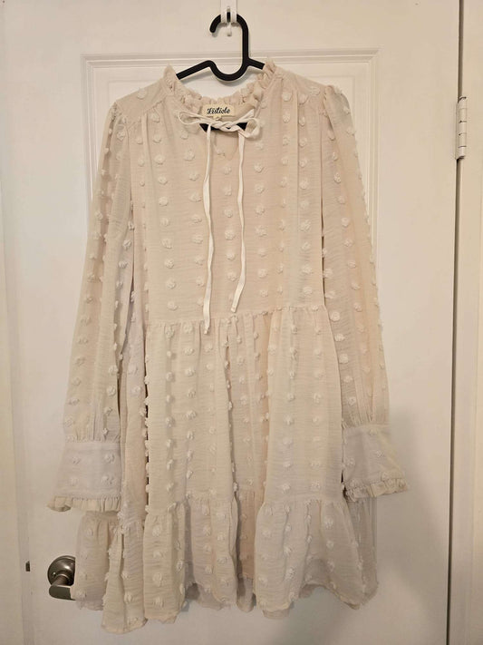 Listiele Swiss dot chiffon dress Size S Cream , Maternity S (4-6)