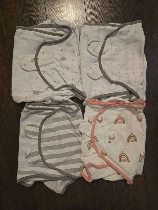 4 velcro swaddles size up to 3 months, 0-3 Months (Newborn)