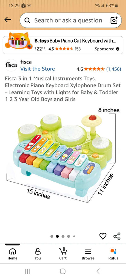 Piano, drum, xylophone set- MSRP $60