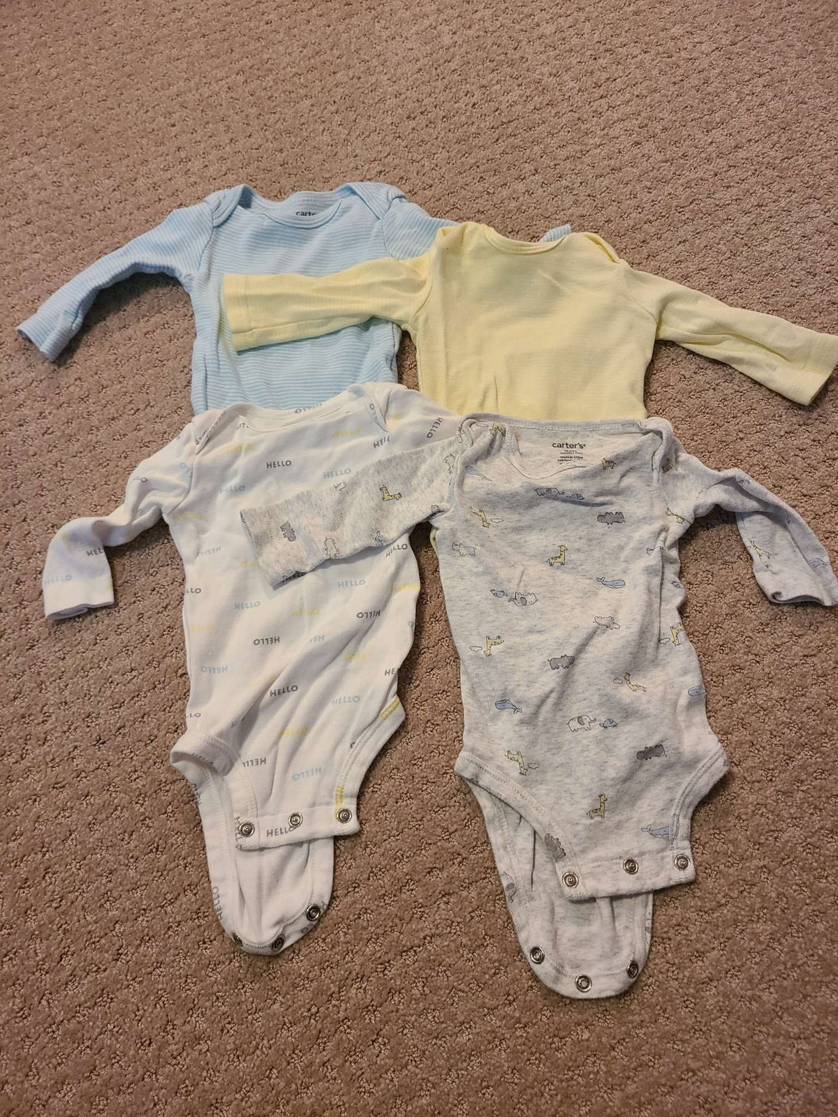4 Long Sleeve Onsies, 3 mon, Kids 3 Month (0-3M)