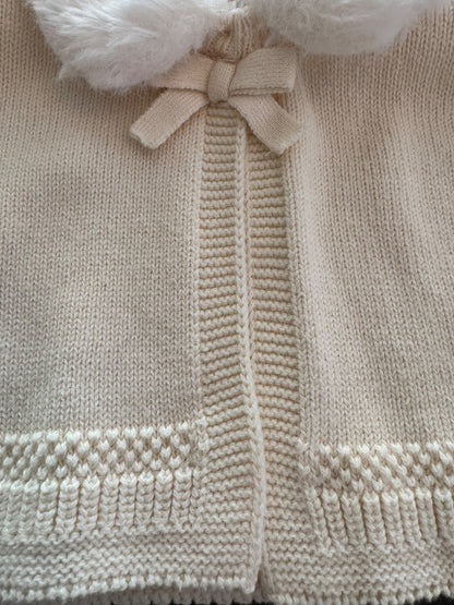 Sweet cropped cardigan with faux fur collar. 12 to 18 months. Girls.