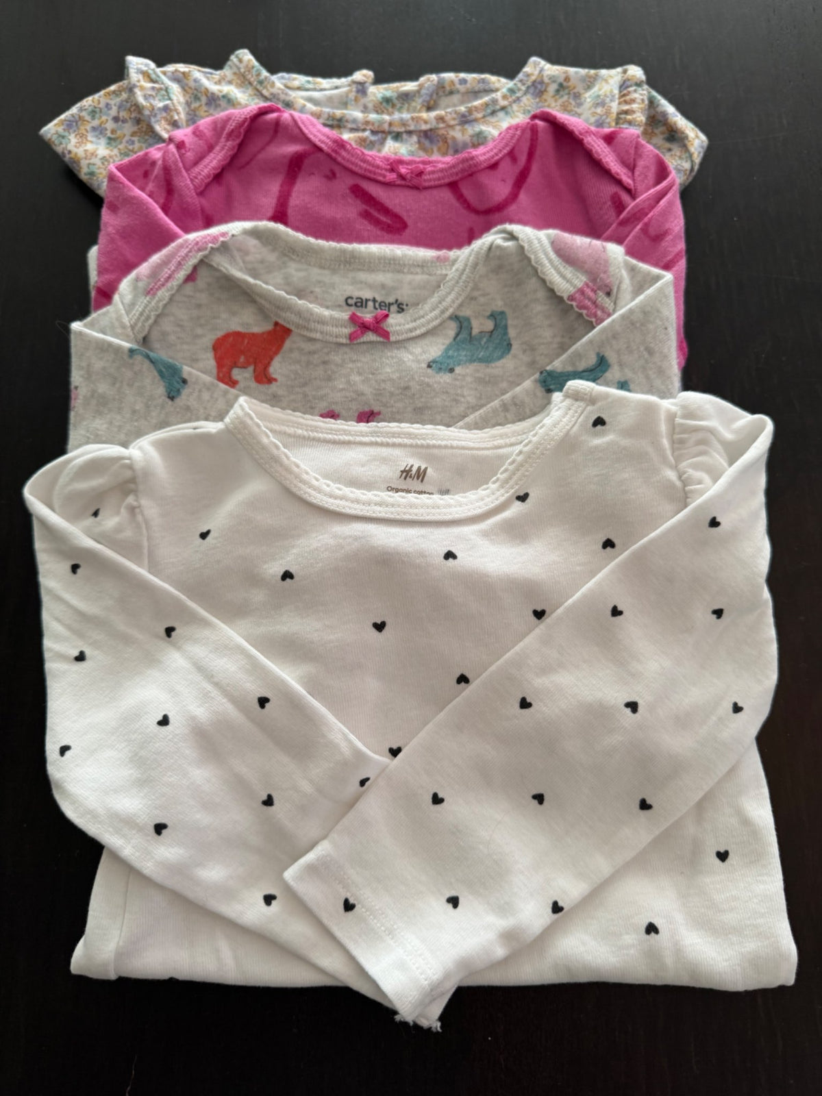 Cotton long sleeve onesies: mixed bundle: 6-9 months: girls, Kids 6 Month (3-6M)