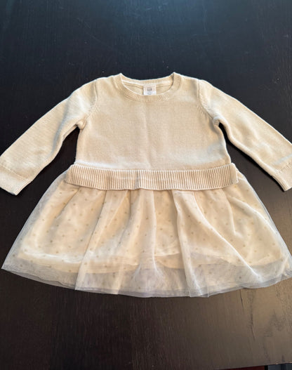 Baby Gap Crème Cotton Sweater & Tulle Dress: 12-18 months , Kids 18 Month (12-18M)