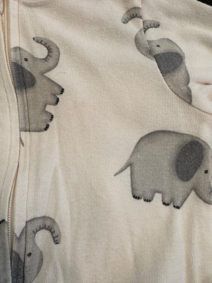 Bundle: Cute cotton sleeper, cream with elephant print: 6 to 9 months