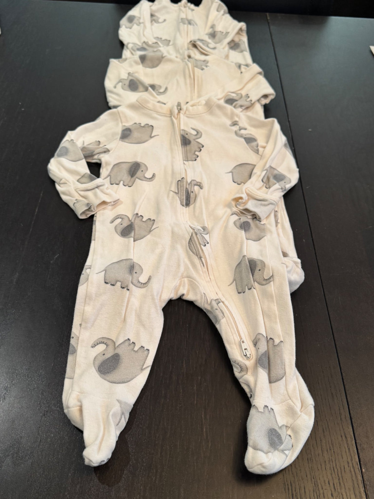 Bundle: Cute cotton sleeper, cream with elephant print: 6 to 9 months