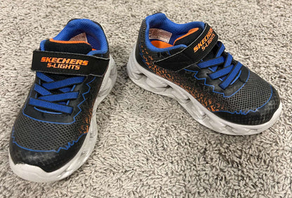 Skechers S-Lights Sneakers - BLACK/ORANGE (Size: 9), Shoes 9 (Toddler:2-4yr)