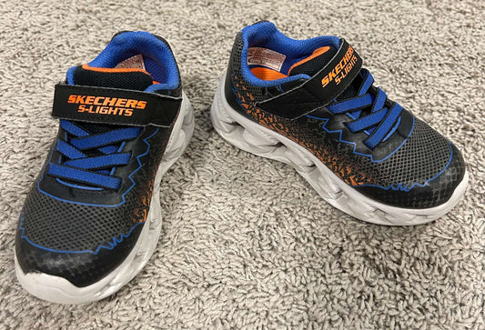 Skechers S-Lights Sneakers - BLACK/ORANGE (Size: 9), Shoes 9 (Toddler:2-4yr)