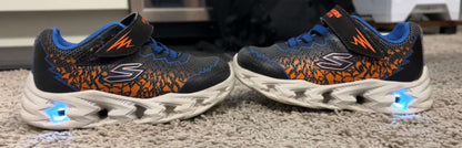 Skechers S-Lights Sneakers - BLACK/ORANGE (Size: 9), Shoes 9 (Toddler:2-4yr)