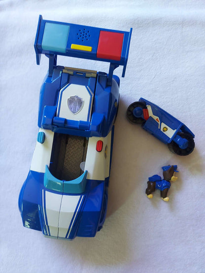 PAW PATROL, Chase 2-in-1 Transforming Movie City Cruiser Toy Car with Motorcycle, Lights, Sounds and Action Figure