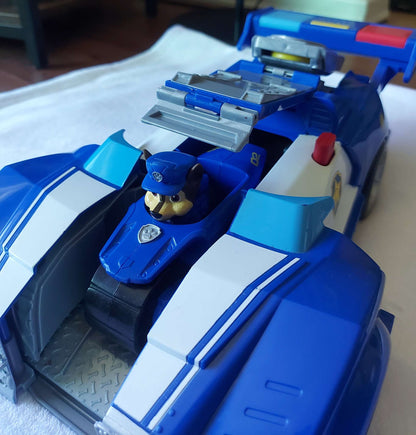 PAW PATROL, Chase 2-in-1 Transforming Movie City Cruiser Toy Car with Motorcycle, Lights, Sounds and Action Figure